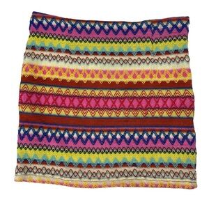 NWT TCEC Colorful ZigZag Embroidered Georgia Sunset Mini Skirt